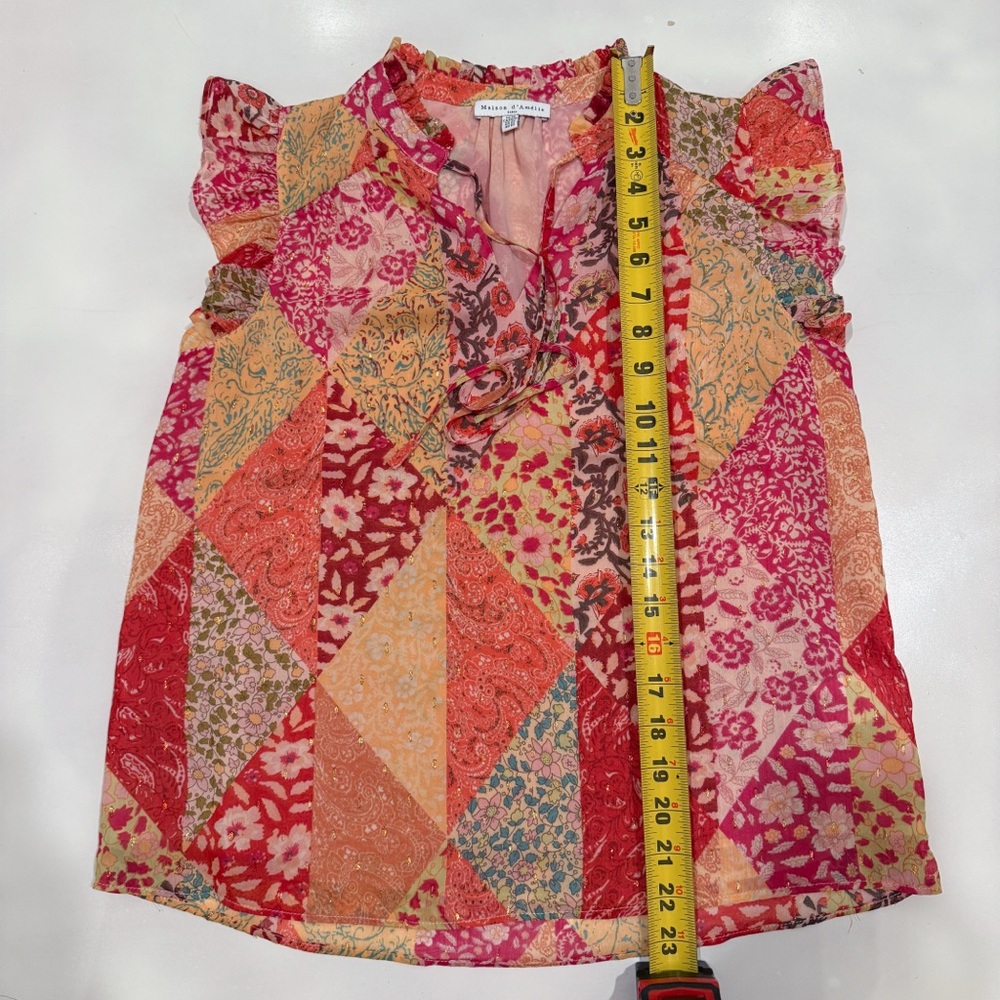 Maison d’Amelie Paris Anthropologie Boho Floral Patchwork Blouse Size XS - Picture 6 of 6